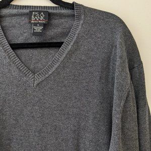 Bundle of Two JoS A Bank V Neck Sweaters - Grey and Burgandy